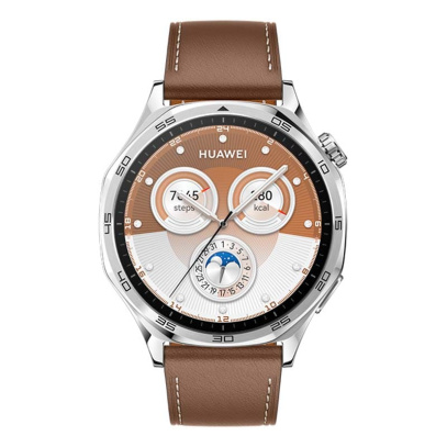 Часы HUAWEI Watch GT 5 Silver, 46 мм, цвет корпуса серебряный, цвет ремешка коричневый Часы HUAWEI Watch GT 5 Silver, 46 мм, цвет корпуса серебряный, цвет ремешка коричневый