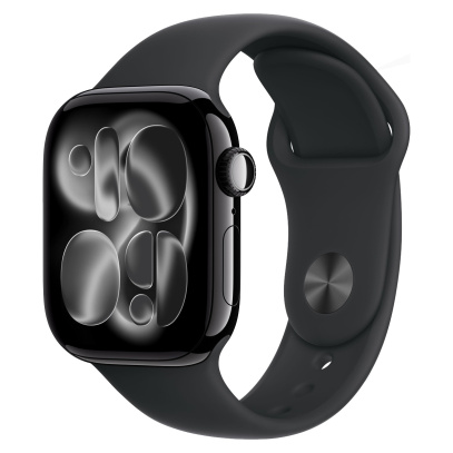 Apple Watch Series 11, 46 мм корпус из алюминия цвета «Jet Black», ремешок Sport Band размера S/M цвета «Black» Apple Watch Series 11, 46 мм корпус из алюминия цвета «Jet Black», ремешок Sport Band размера S/M цвета «Black»