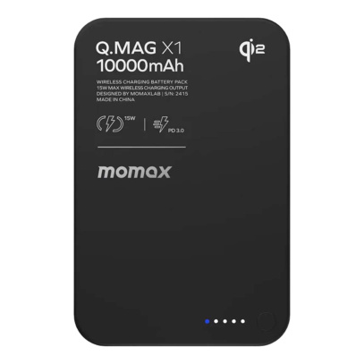 Внешний аккумулятор MOMAX IP136Q2D Q.Mag X1 Qi2 Magnetic wireless power bank(10000mAh) Gen 2, Black