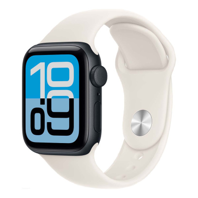 Apple Watch SE 3 (2025), 44 мм корпус из алюминия цвета «Midnight», ремешок Sport Band размера S/M цвета «Starlight» Apple Watch SE 3 (2025), 44 мм корпус из алюминия цвета «Midnight», ремешок Sport Band размера S/M цвета «Starlight»