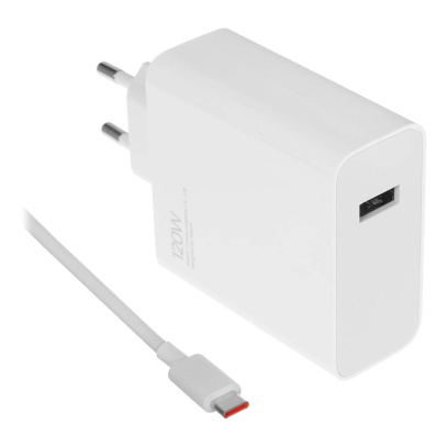Зарядное устройство Xiaomi 120Вт GaN 1 USB-A Charger кабель Type-C EU Белый