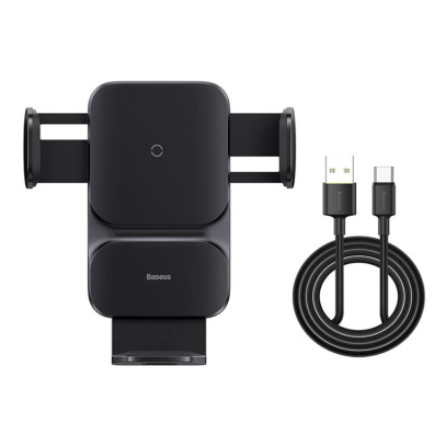 Автомобильный держатель с функцией беспроводной зарядки Baseus Wisdom Auto Alignment Car Mount Wireless Charger (QI 15W) Air Outlet Base (CGZX000001) Черный