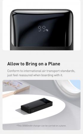 Внешний аккумулятор Baseus Bipow Digital Display Power Bank 30000mAh 20W PPDML-N01 (PPBD30K) Черный