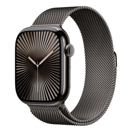 Apple Watch Series 10, 46 мм корпус из титана цвета «Slate», ремешок Milanese Loop цвета «Slate» Apple Watch Series 10, 46 мм корпус из титана цвета «Slate», ремешок Milanese Loop цвета «Slate»