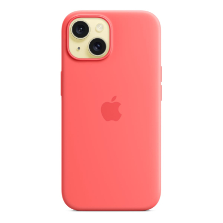 Чехол Silicone Case для Apple iPhone 15 с MagSafe Guava, розовый Чехол Silicone Case для Apple iPhone 15 с MagSafe Guava, розовый