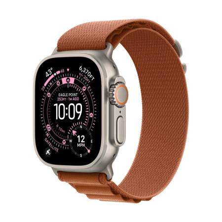 Apple Watch Ultra 3 (2025), 49 мм корпус из титана цвета «Natural», ремешок Alpine Loop размера S цвета «Terra Cotta» Apple Watch Ultra 3 (2025), 49 мм корпус из титана цвета «Natural», ремешок Alpine Loop размера S цвета «Terra Cotta»