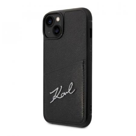 Чехол Karl Lagerfeld для iPhone 14 PU with Cardslot Signature logo Hard (KLHCP14SCSSK) Черный
