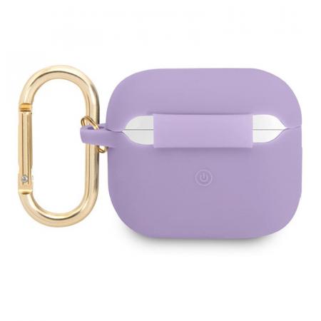 Чехол Guess для AirPods 3 с карабином CG Mobile Silicone with ring Script logo (GUA3SLSMP) Фиолетовый Чехол Guess для AirPods 3 с карабином CG Mobile Silicone with ring Script logo (GUA3SLSMP) Фиолетовый