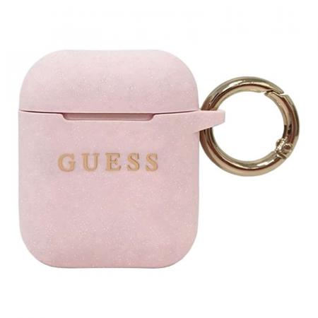 Чехол Guess с карабином для AirPods 1/2 CG Mobile Silicone case with ring (GUACCSILGLLP) Розовый Чехол Guess с карабином для AirPods 1/2 CG Mobile Silicone case with ring (GUACCSILGLLP) Розовый