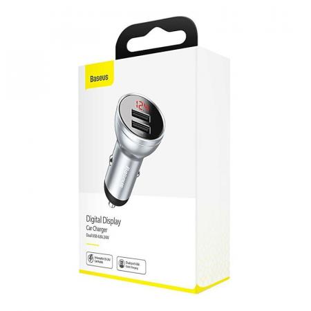 Автомобильное ЗУ 2xUSB Baseus Digital Display VCBXA-S (CCBX-0S) Серый Автомобильное ЗУ 2xUSB Baseus Digital Display VCBXA-S (CCBX-0S) Серый