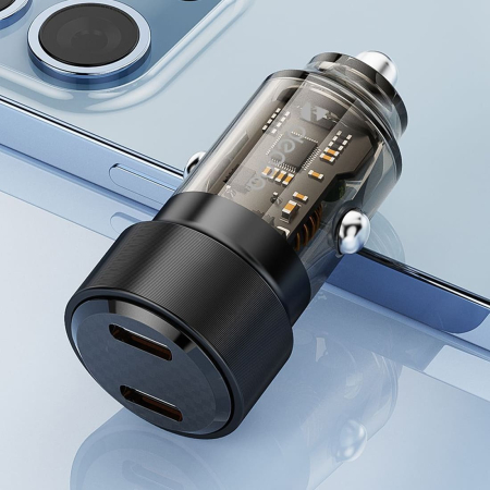 АЗУ Deppa USB С + USB-C, PD, QC 3.0, 50W, Crystal (11219) Прозрачный, черный АЗУ Deppa USB С + USB-C, PD, QC 3.0, 50W, Crystal (11219) Прозрачный, черный