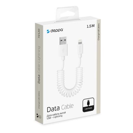 Дата-кабель Deppa USB - Lightning витой, 1,5 м (72120) Белый Дата-кабель Deppa USB - Lightning витой, 1,5 м (72120) Белый