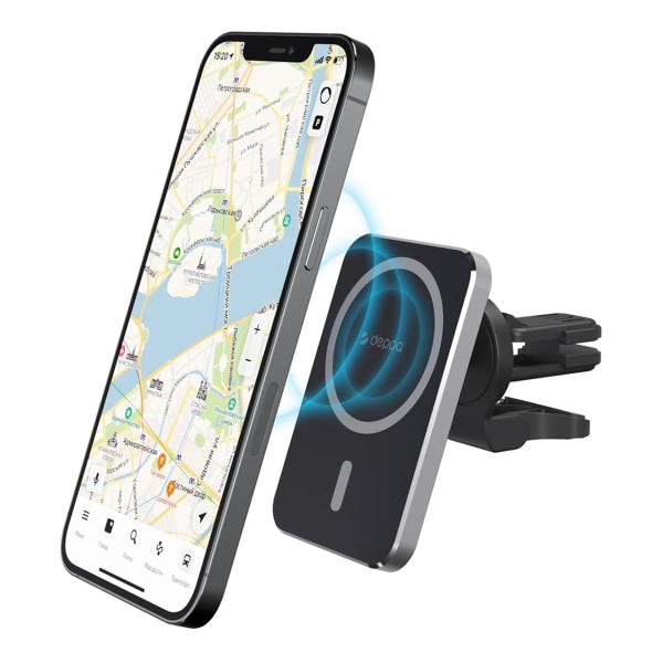 Автомобильный держатель Deppa Mage Safe Qi для iPhone, магнитный (55185) Черный
