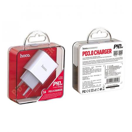 Сетевое зарядное устройство USB-C hoco. PD 3A 18 Вт (C76A) Белый Сетевое зарядное устройство USB-C hoco. PD 3A 18 Вт (C76A) Белый