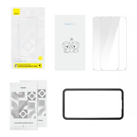 Стекло для iPhone 14 Plus/13 Pro Max Baseus Crystal glass 1шт +EasyStick (SGBL100202) Прозрачный