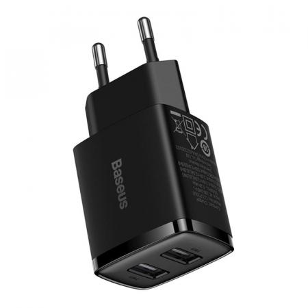Сетевое зарядное устройство Baseus Compact Charger 2U 10,5 Вт CCXJ010201 (CCCP10UE) Черный Сетевое зарядное устройство Baseus Compact Charger 2U 10,5 Вт CCXJ010201 (CCCP10UE) Черный
