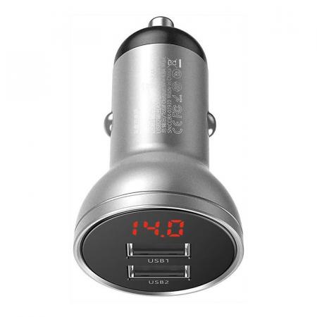 Автомобильное ЗУ 2xUSB Baseus Digital Display VCBXA-S (CCBX-0S) Серый Автомобильное ЗУ 2xUSB Baseus Digital Display VCBXA-S (CCBX-0S) Серый