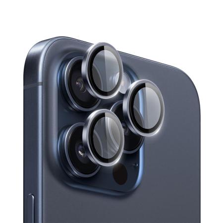 Защитное стекло для камеры iPhone 15 Pro Max WiWU PVD Dual Color Camera Lens Guard Anti-Scratch (LG-004) Dark Blue, синий
