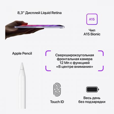 Apple iPad mini 8,3″ (A15, 2021, 6 gen) Wi-Fi + Cellular 256Gb Розовый
