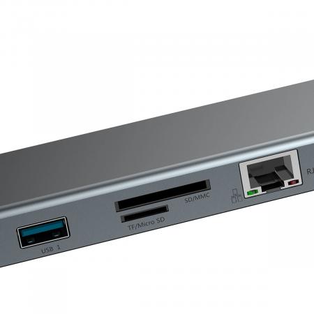 Переходник Baseus для MacBook HUB Enjoyment Series (Type-C to USB3.0+HDMI+SD/MMC+TF/Micro+LAN+VGA+PD+AUX) (CATSX-F0G) Deep Grey, темно-серый Переходник Baseus для MacBook HUB Enjoyment Series (Type-C to USB3.0+HDMI+SD/MMC+TF/Micro+LAN+VGA+PD+AUX) (CATSX-F0G) Deep Grey, темно-серый