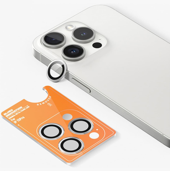 Защитное стекло для камеры iPhone 15 Pro BLUEO Camera lens Armor metal (3 шт. +installer) (BM2541-15Pro-SIL) Серебристый