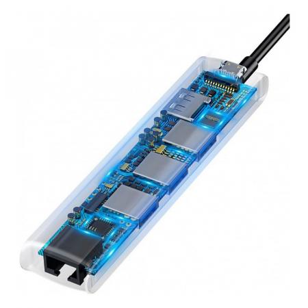 Переходник Baseus для MacBook HUB Mechanical eye 6в1 (USB/HDMI/Type-C/RJ45) (CAHUB-J0G) Deep Grey, темно-серый Переходник Baseus для MacBook HUB Mechanical eye 6в1 (USB/HDMI/Type-C/RJ45) (CAHUB-J0G) Deep Grey, темно-серый