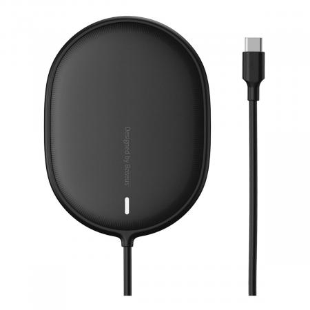 Беспроводное зарядное устройство 15w Baseus Light Magnetic Wireless Charger, Type-C кабель 1,5 м (WXQJ-01) Black, черный
