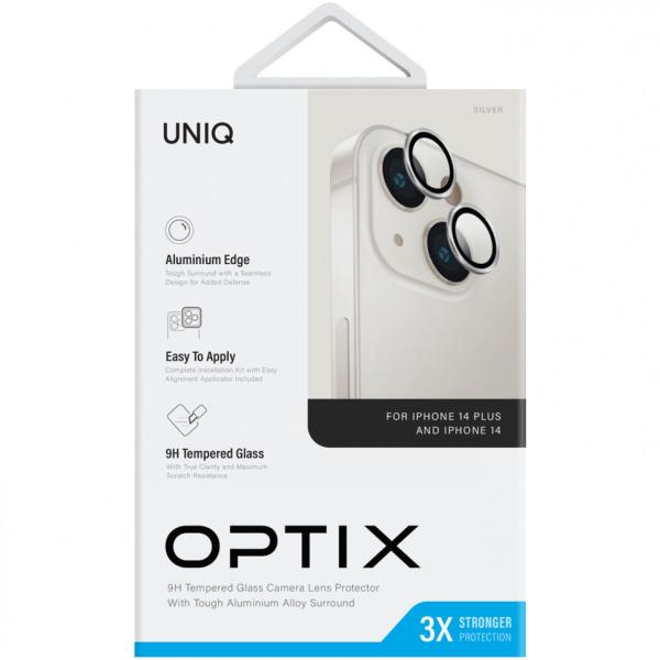 Защитное стекло для камеры iPhone 14/14 Plus UNIQ OPTIX Camera Lens protector Aluminium (3 шт.) 0.25 мм (IP6.1-6.7M-LENSSIL) Серебристый