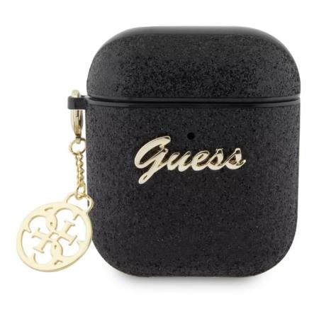 Чехол Guess для AirPods 1/2 CG Mobile Glitter flakes Metal logo with Charm (GUA2GLGSHK) Черный Чехол Guess для AirPods 1/2 CG Mobile Glitter flakes Metal logo with Charm (GUA2GLGSHK) Черный