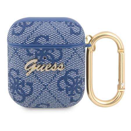 Чехол Guess для Airpods 1/2 PU leather 4G с карабином и металлическим логотипом (GUA24GSMB) Синий Чехол Guess для Airpods 1/2 PU leather 4G с карабином и металлическим логотипом (GUA24GSMB) Синий