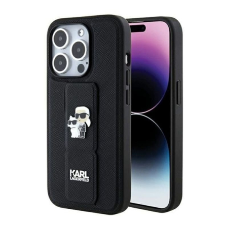 Чехол Karl Lagerfeld для iPhone 15 Pro Karl hc gripstand saffiano kc pins (KLHCP15LGSAKCPK) Черный Чехол Karl Lagerfeld для iPhone 15 Pro Karl hc gripstand saffiano kc pins (KLHCP15LGSAKCPK) Черный
