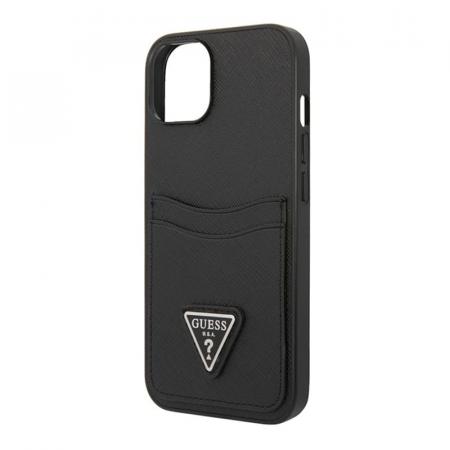 Чехол Guess для iPhone 14 Plus PU Saffiano Double cardslot Metal triangle logo Hard (GUHCP14MPSATPK) Черный Чехол Guess для iPhone 14 Plus PU Saffiano Double cardslot Metal triangle logo Hard (GUHCP14MPSATPK) Черный