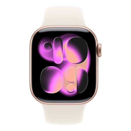 Apple Watch Series 11, 42 мм корпус из алюминия цвета «Rose Gold», ремешок Sport Band размера M/L цвета «Light Blush» Apple Watch Series 11, 42 мм корпус из алюминия цвета «Rose Gold», ремешок Sport Band размера M/L цвета «Light Blush»