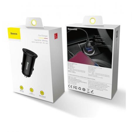 Автомобильное зарядное устройство Baseus BS-C16Q1-X 2xUSB, 5A, 30 Вт (CCALL-YD01) Черный Автомобильное зарядное устройство Baseus BS-C16Q1-X 2xUSB, 5A, 30 Вт (CCALL-YD01) Черный