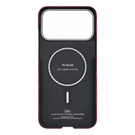 Чехол для iPhone 17 Pro Pitaka Monogram Edge Ultra-Slim Case (KI1702PTK), красно/золотой