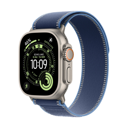 Apple Watch Ultra 3 (2025), 49 мм корпус из титана цвета «Natural», ремешок Trail Loop размера S/M цвета «Blue/Bright Blue» Apple Watch Ultra 3 (2025), 49 мм корпус из титана цвета «Natural», ремешок Trail Loop размера S/M цвета «Blue/Bright Blue»