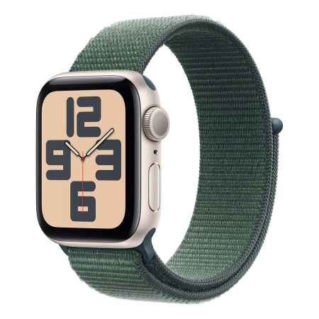 Apple Watch SE (2024), 40 мм корпус из алюминия цвета «Starlight», ремешок Sport Loop цвета «Lake Green» Apple Watch SE (2024), 40 мм корпус из алюминия цвета «Starlight», ремешок Sport Loop цвета «Lake Green»