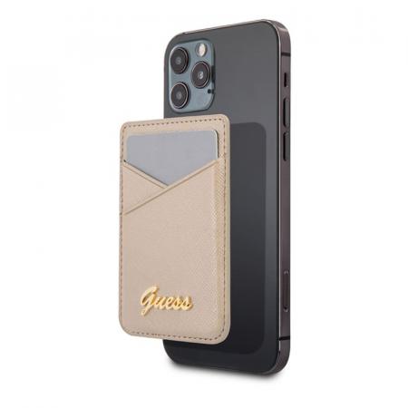 Магнитный бумажник Guess Wallet Cardslot MagSafe Saffiano Script logo (GUWMSSASLGO) Золотой Магнитный бумажник Guess Wallet Cardslot MagSafe Saffiano Script logo (GUWMSSASLGO) Золотой