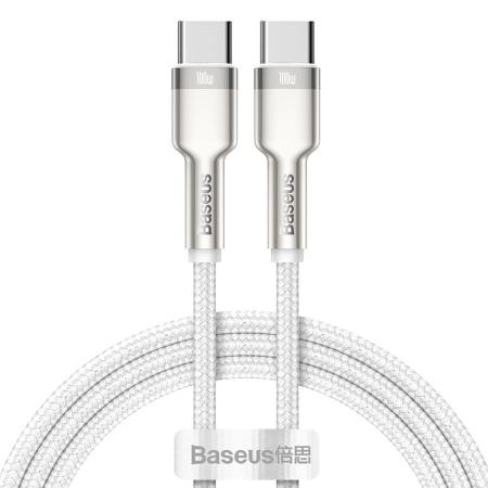 Кабель Baseus Cafule Series Metal Data Cable Type-C - Type-C, 100W, 1 м (CATJK-C02) Белый Кабель Baseus Cafule Series Metal Data Cable Type-C - Type-C, 100W, 1 м (CATJK-C02) Белый