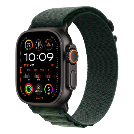 Apple Watch Ultra 2 (2024), 49 мм корпус из титана цвета «Black», ремешок Alpine Loop размера S цвета «Dark Green» Apple Watch Ultra 2 (2024), 49 мм корпус из титана цвета «Black», ремешок Alpine Loop размера S цвета «Dark Green»