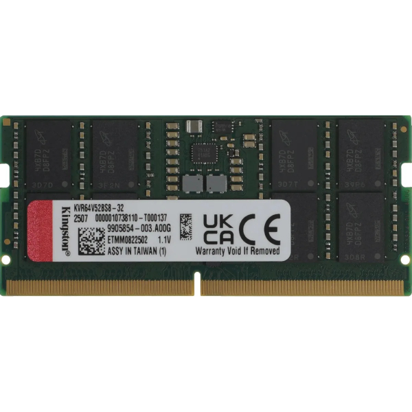 Оперативная память Kingston KVR64V52BS8 32 DDR5 32GB 6400MHz CL52 SO DIMM 1x32GB