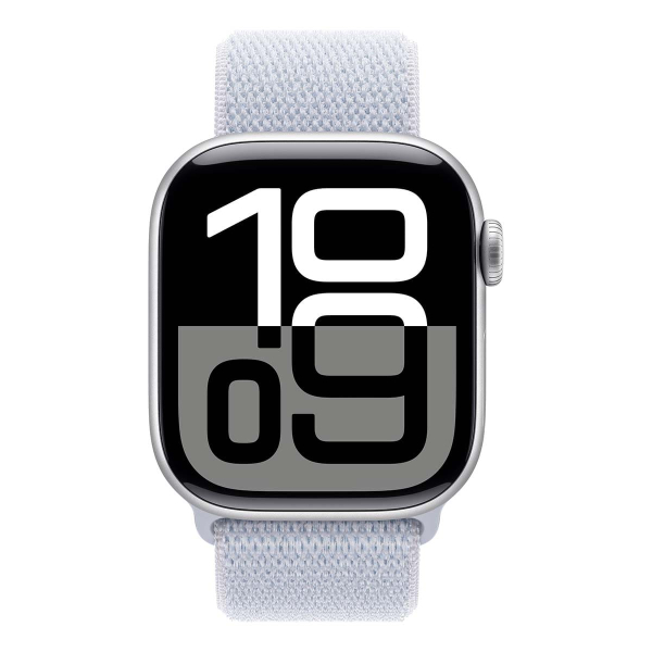 Apple Watch Series 10, 42 мм корпус из алюминия цвета «Silver», ремешок Sport Loop цвета «Blue Cloud» Apple Watch Series 10, 42 мм корпус из алюминия цвета «Silver», ремешок Sport Loop цвета «Blue Cloud»