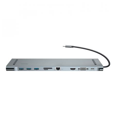 Переходник Baseus для MacBook HUB Enjoyment Series (Type-C to USB3.0+HDMI+SD/MMC+TF/Micro+LAN+VGA+PD+AUX) (CATSX-F0G) Deep Grey, темно-серый Переходник Baseus для MacBook HUB Enjoyment Series (Type-C to USB3.0+HDMI+SD/MMC+TF/Micro+LAN+VGA+PD+AUX) (CATSX-F0G) Deep Grey, темно-серый