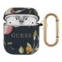 Чехол Guess с карабином для AirPods 1/2 CG Mobile TPU case with ring Marble design (GUACA2TPUBKFL03) С рисунком цветов, синий Чехол Guess с карабином для AirPods 1/2 CG Mobile TPU case with ring Marble design (GUACA2TPUBKFL03) С рисунком цветов, синий
