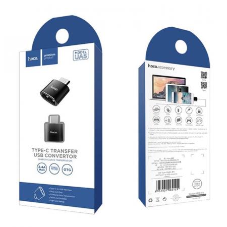 Адаптер hoco. USB - Type-C Converter (UA5) Черный Адаптер hoco. USB - Type-C Converter (UA5) Черный