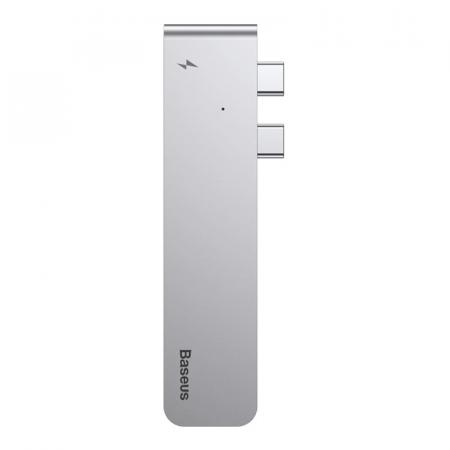 Переходник Baseus для MacBook HUB TB3 C+ (Dual Type-C to USB3.0/HDMI/Type-C) (CAHUB-B0G) Deep Grey, темно-серый Переходник Baseus для MacBook HUB TB3 C+ (Dual Type-C to USB3.0/HDMI/Type-C) (CAHUB-B0G) Deep Grey, темно-серый