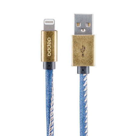 Дата-кабель Deppa Jeans USB - Lightning, медь/джинса, 1,2 м (72520) Синий