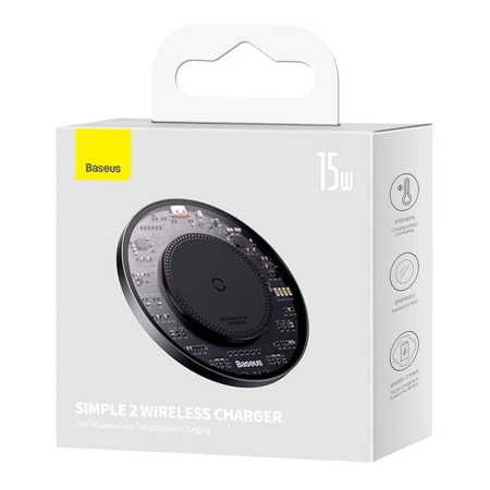 Беспроводное зарядное устройство Baseus Simple 2 Wireless Charger 15W (BS-W530) Black, черный Беспроводное зарядное устройство Baseus Simple 2 Wireless Charger 15W (BS-W530) Black, черный