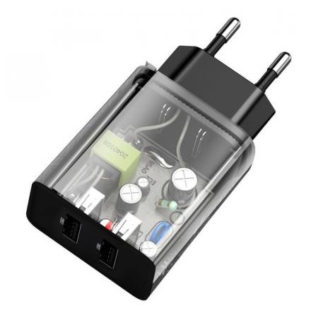 Сетевое зарядное устройство Baseus Speed Mini Dual USB Charger 10,5 Вт TC-012 (CCFS-R01) Черный Сетевое зарядное устройство Baseus Speed Mini Dual USB Charger 10,5 Вт TC-012 (CCFS-R01) Черный