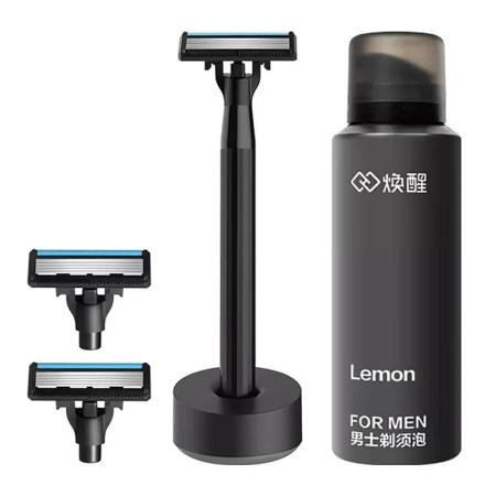 Набор для бритья Xiaomi пена, подставка, бритвенный станок Lemon H300-6 Черный